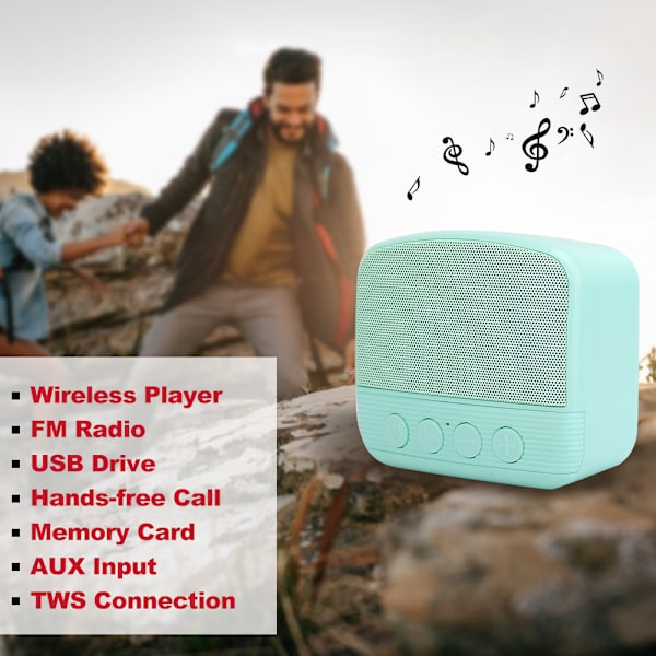 Trådlös Bluetooth-ljus liten sprickljudshögtalare bärbar ljudmobiltelefon utomhus mini subwoofergrön