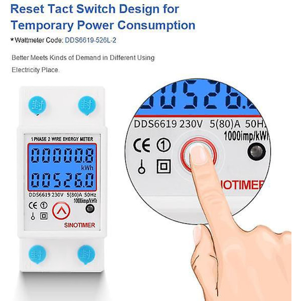 DDS6619-526L Nollattava ja palautettava monitoiminen energiamittari LCD-taustavalonäytöllä 5(80)A 110VAC