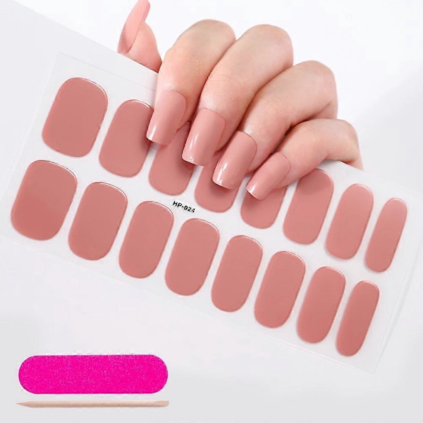 Franska Semi-Härdade Gel Nagelstickers 16 Tips Ren Färg Full Täckning UV Nagelpulver Hållbar Nagel Förlängningssticker NL-HP-024