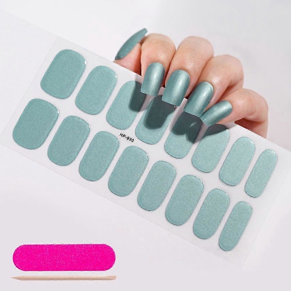 Franske Semi-Hærdede Gel Negle Stickers 16 Tips Ren Farve Fuld Dækning UV Neglepudder Holdbar Negleforlænger Sticker NL-HP-030