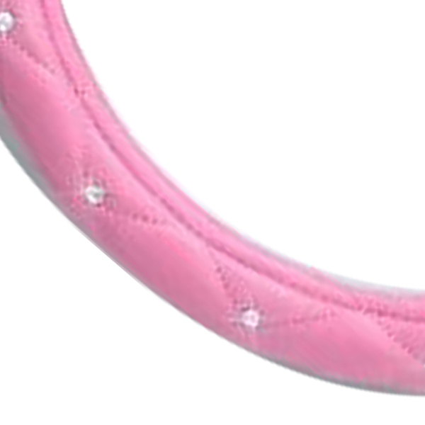 Kvinners rattdeksel søt universell antislip pu lær rhinestones bil rattdeksel rosa hvit