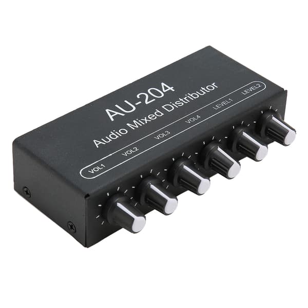 Stereo lydsignalmixer 2 ind 4 ud 3,5 mm interface stereo hovedtelefonforstærker mixer til studie og scene DC 5-15V