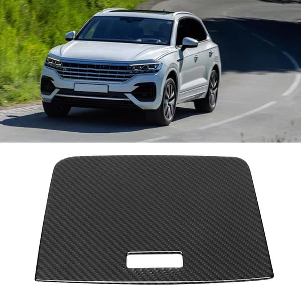 Bil Kolfiber Central Kontroll Förvaringslåda Panel Trimskydd Vänsterstyrd Passar för VW Touareg 2011-2018