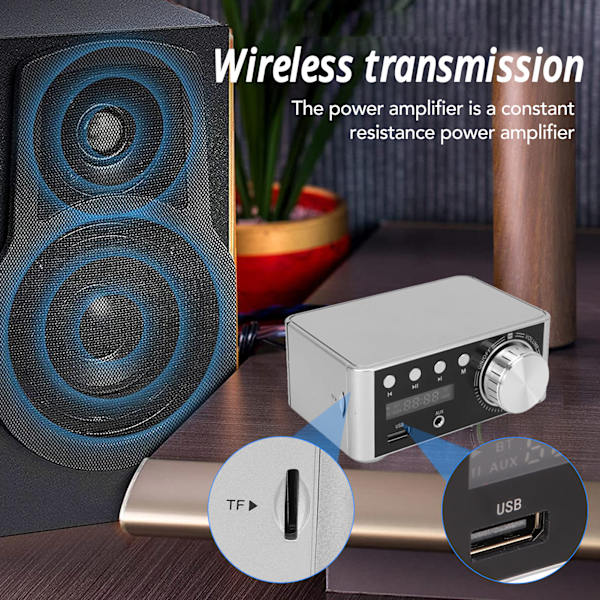 Mini Bluetooth 5.0 digital forsterker - HiFi Stereo Klasse D Audio Amp