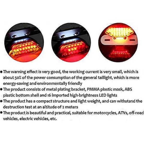 12V Motorcykel Integreret Bremse Baglygte Blinklys Nummerpladebeslag LED Universal Motorcykel Baglygte (Sort Beslag Røget Dæksel)