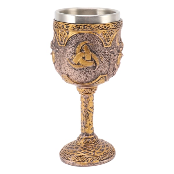 Nordisk Viking Goblet Retro Resin Rustfrit Stål Ølkrus til Cocktails Whisky Rødvin