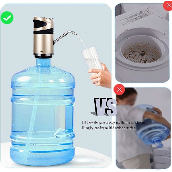 5 Gallons Vattenkylare Bärbar Elektrisk Pump med Barnsäkerhet USB Laddning för Säkert Dricksvatten