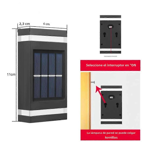 Solar Væglampe Udendørs Vandtæt Op og Ned Lys Have Dekoration Solar Hjem Ekstern Belysning Varmt Lys 2 stk