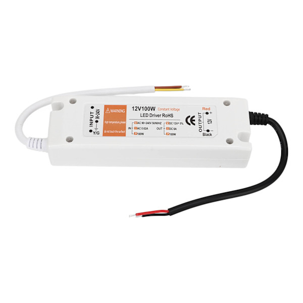 100W LED strømforsyning AC 90‑240V 0.62A til DC 12V 8A kortslutningsbeskyttelse LED driveradapter til hjemmet
