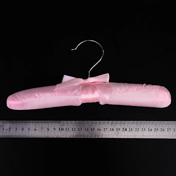 5 x Satin Vadderade Barn Klädkrokar Galgar (Rosa)