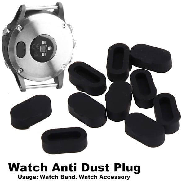 10 st/set Silikon Dammskyddspluggar Skyddskåpa Passar Garmin Fenix5 5S 5X S60 Smartwatch (Svart)