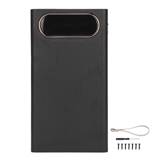 10W DIY 18650 Bärbar Powerbank Väska L12 Mobil Batteriladdare 12 Batterier Kapacitet med 2 LED-lampor LCD-display Svart