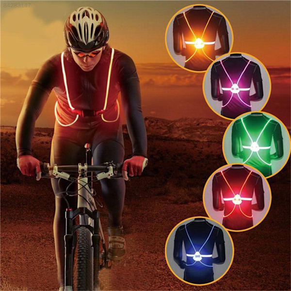 Reflekterande LED-väst för utomhusbruk, 360 graders synlighet, hög synlighet, nattlöpning, cykling, ridning, säkerhetsväst för cykel