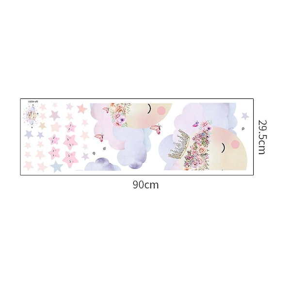 Et Sæt Vægstickers Stjerner Sky Sommerfugle Blomster Måne Stickers Vægsdekoration til Soveværelse Stue Kontor