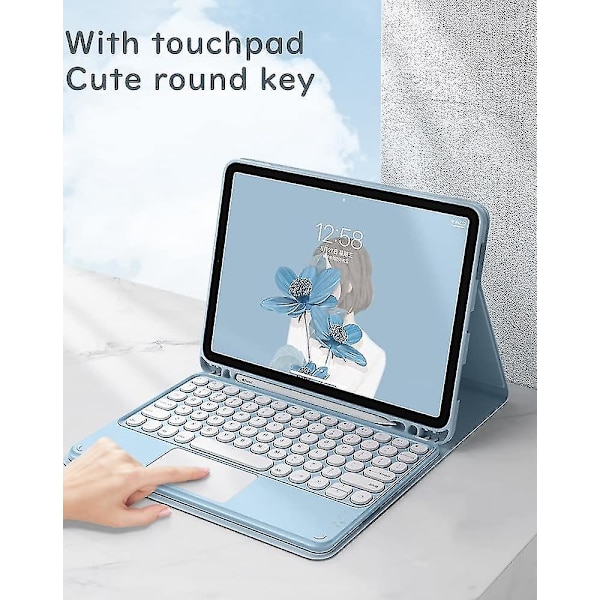 Aftagelig Touch Keyboard Case til iPad 10. generation 2022 - Slankt og farverigt rundt tastdesign Pink