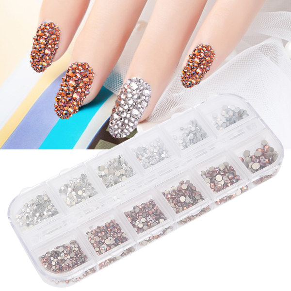 12 rutnät/låda platt botten Nail Art Strass Nail Art Dekoration Manikyr Tool8#