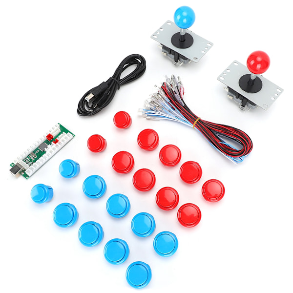 Speltillbehör Joystick DIY USB-spelset för Win8 / Win7 / Vista / XP / 2000 / 98 / Linux / Android (Blå Röd för Dubbla Spelare)