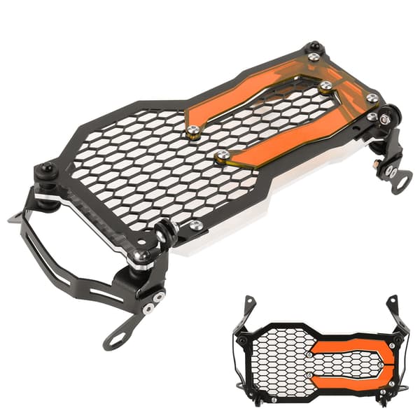 Rustfritt stål frontlyktbeskyttelse grilldeksel med akryl lampepatch, passer for R1200GS R1250GSRød
