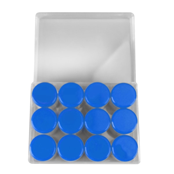 Liten medisin separat boks 12 rutenett gjennomsiktig flaske kropp spiral rund medisin organisering for smykker knapper blå