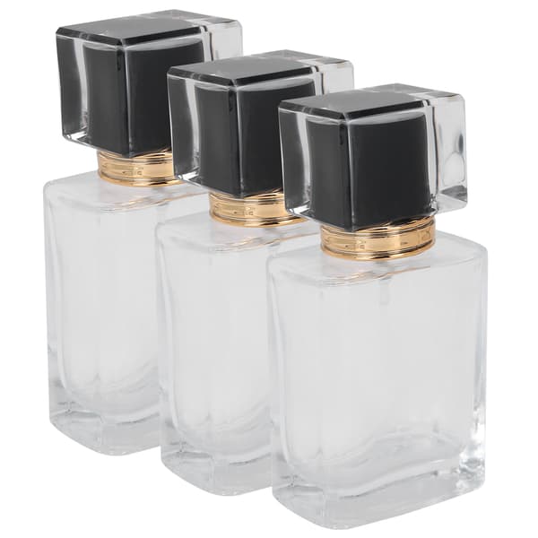 50 ml påfyllningsbar parfymflaska i glas, transparent spray, tom atomizerbehållare, svart
