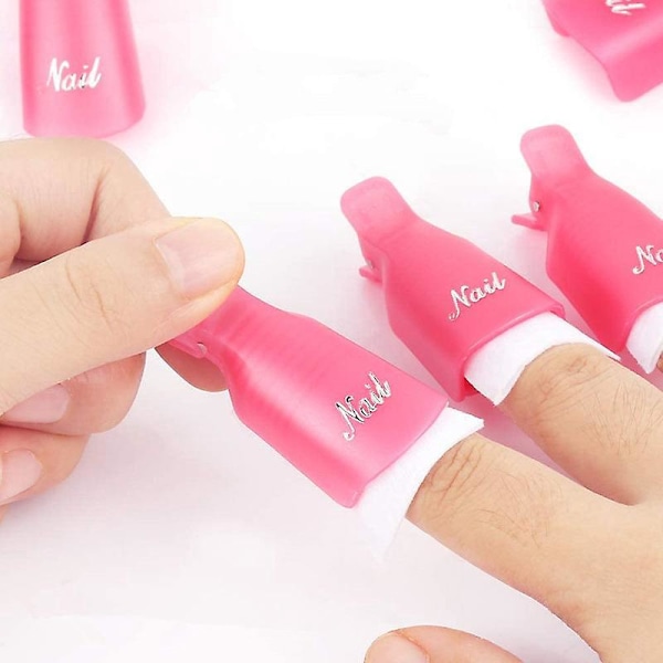 Plast-akryl Nagelkonst Soak Off Cap Clip UV Gel Polish Remover Wrap Verktyg (Rosa)
