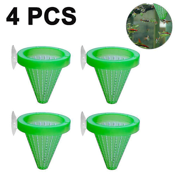 4 stk. Grøn Plastik Live Red Worm Cone Feeder til Akvariefisk