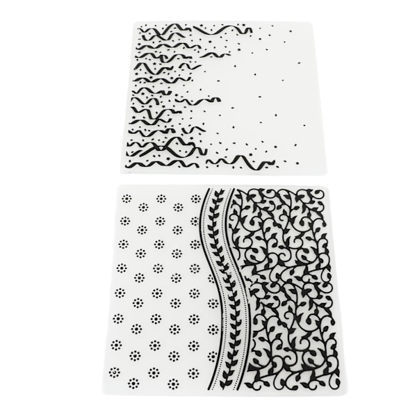 2 stk. prægemapper, præget tekstur 15,1x15,1 cm/5,9x5,9 tommer, dekorative plastprægeskabeloner til DIY-papirhåndværk