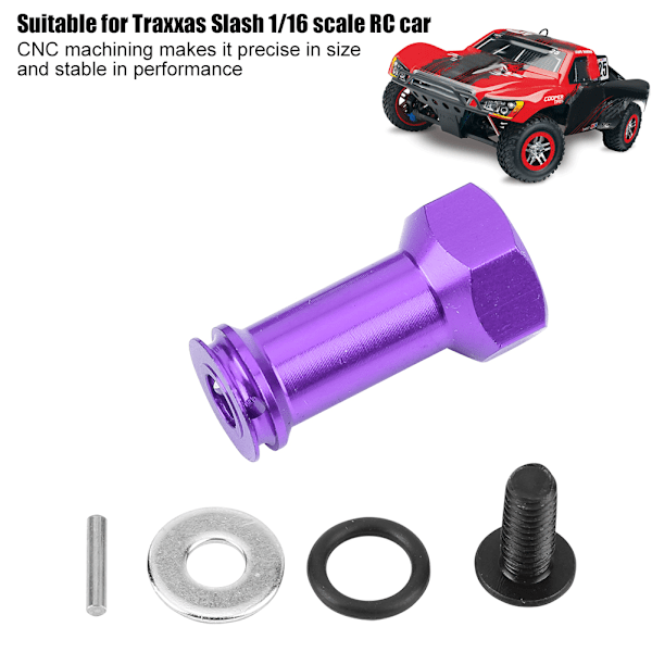 24 mm:n jatkopala, pidempi yhdistinsovitin Traxxas Slash 1/16 RC-autoon (violetti)