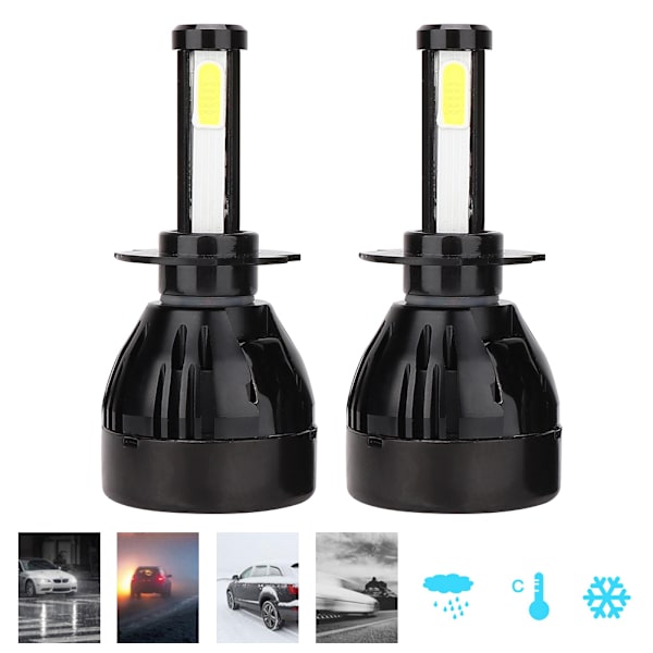 2 stk H7 80W Super Bright Bil LED Hovedlys Vanntett Auto Hovedlykt