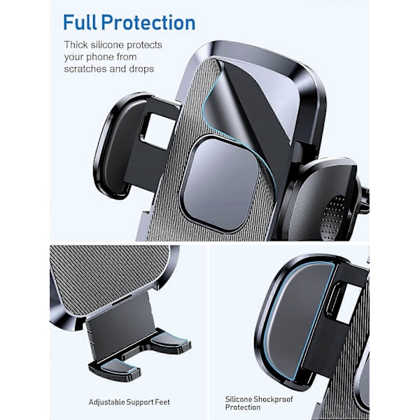 Bilholder, 3 i 1 med stærk sugekop, luftventilgitter/instrumentbræt/forrude 360 graders rotation til iPhone15 Pro max/15pro/14pro MAX/Samsung osv.