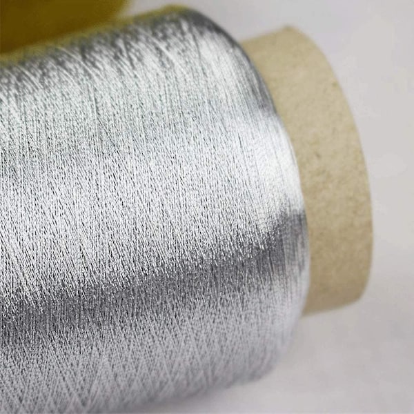 2 ruller broderitråd polyester sytråd, for datastyrt brodering og dekorativ søm 3600M/spole (gull, sølv)