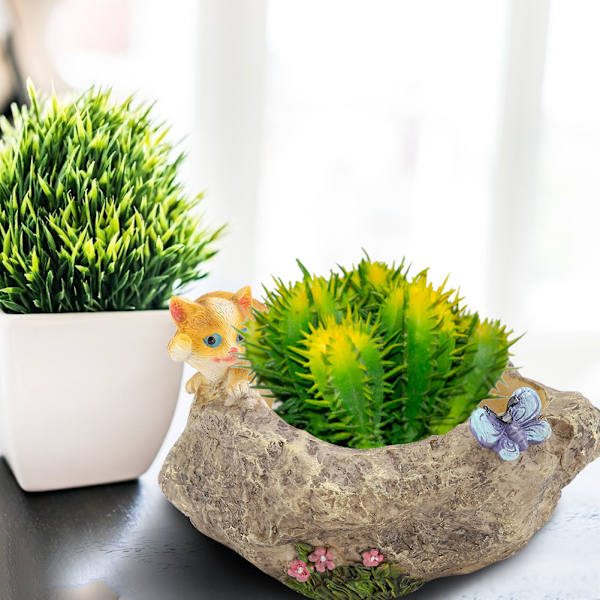 Miniatyyrinen hartsipiirros eläinruukku koriste pöytä mehikasvi ruukku koriste kissa