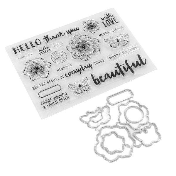 Klart stempelsett unikt blomster sommerfugl design gjennomsiktig mal preging skjærende dysett for DIY Scrapbook håndverk