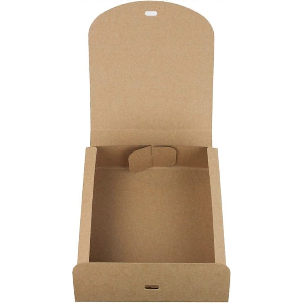 Förpackning med 12 fyrkantiga presentförpackningar, 16,5 cm x 5 cm, enkel montering, brun låda med rosettband