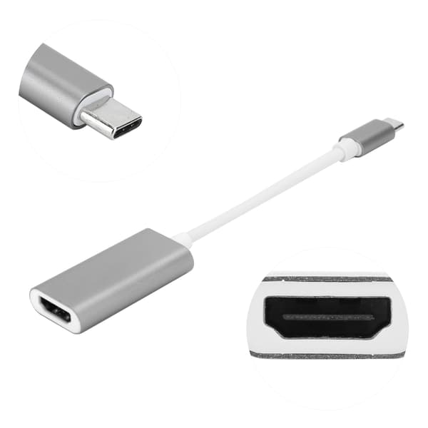 USB 3.1 Typ C-adapter Typ C till HDMI TV-videokonverterare för PC bärbar dator mobiltelefon silvergrå