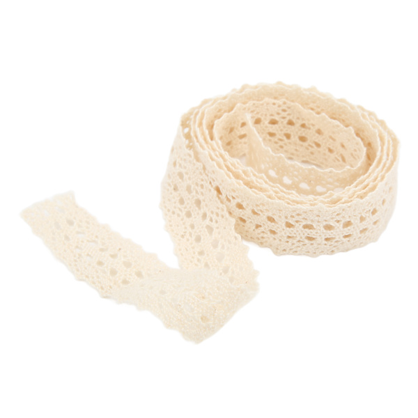 Spetskant 20 meter lång 2,3 cm bred utsökt mönster hudvänlig hållbar bred applikation vit spetsband beige