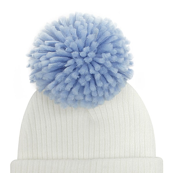 Strikket lue for barn - Vintervarm lue med tykk strikk - Lue med brodert bokstaver - Høstlue i ull med dusk for gutter og jenter