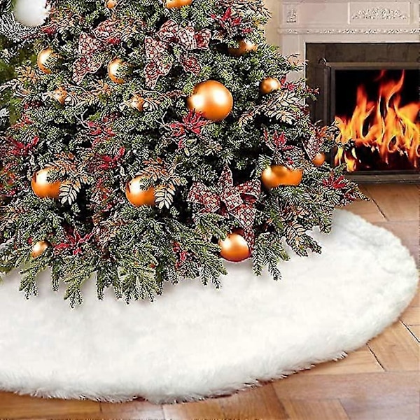 Julgransmatta, Snövitt Fuskpäls Julgransmatta i Flera Storlekar, Vinter Julgransmatta