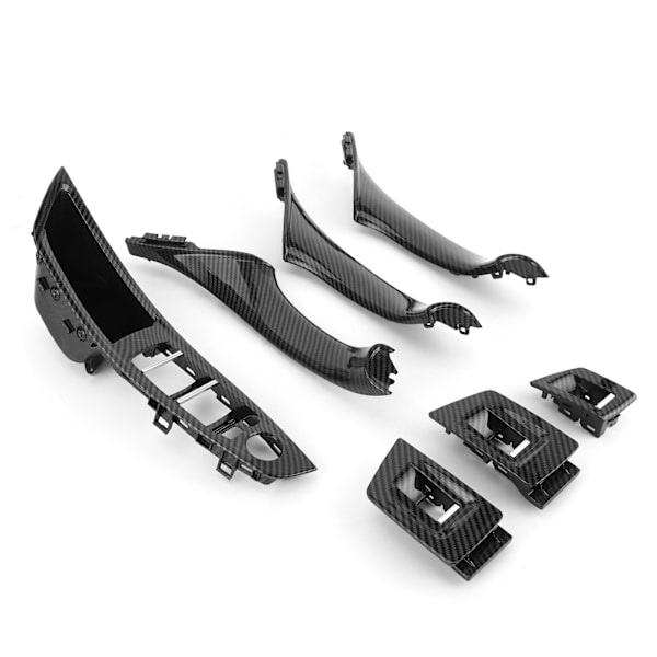 7 st inre fönsterströmbrytarpanel trim dörrarmstödslock i kolfiber stil passar för 5-serien F10 F11 F18 2010‑2016 LHD