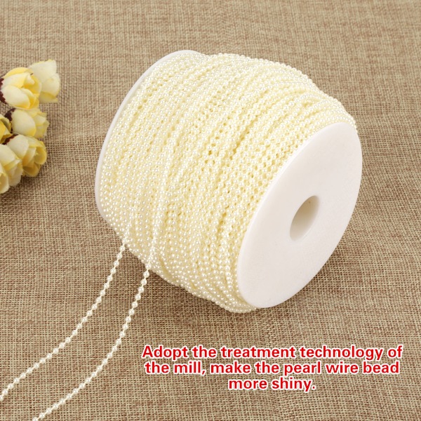 100m/rulle Imitation Pearl Wire Beads Garland String DIY Bröllopsdekoration 2,5 mm (beige)