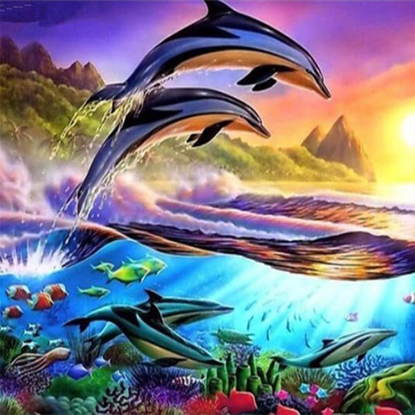 30 × 40 Hoppende Delfin Diamantmaling (30 * 40, 1 stk) Dia