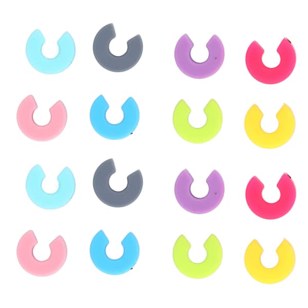 16PCS Mini Circle Silikon Vinglasmarkör Kopp Identifieringsring Känneteckningsetikett