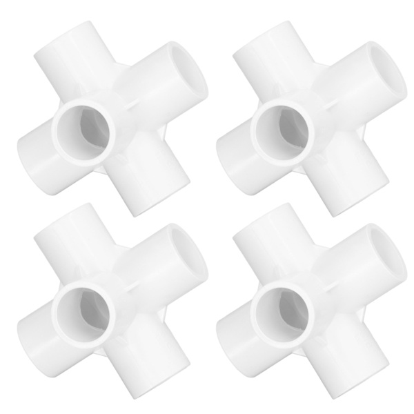10 STK PVC-plastrørforbindelse 6-vejs rør Hjørnealbuefittings 25mm indvendig diameter hvid