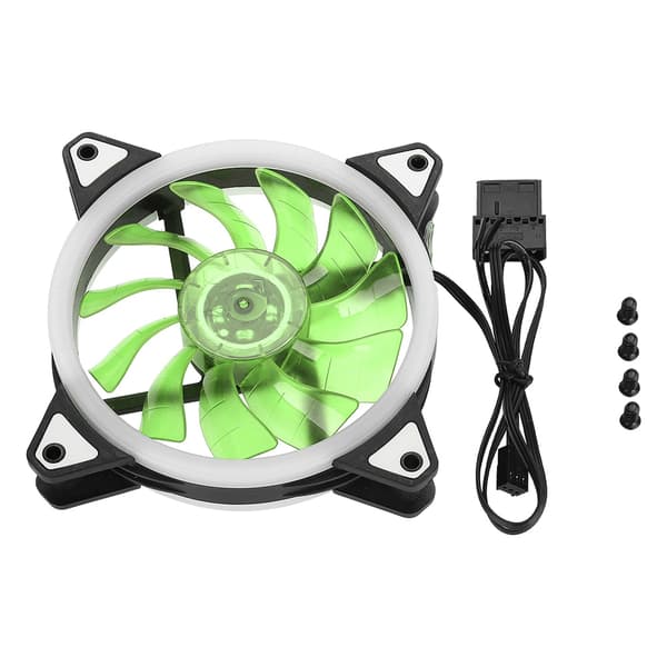 FAN-RS18 12V DC 120mm LED kabinetblæser med dobbelt blænde, multi-interface køleblæser (grøn)