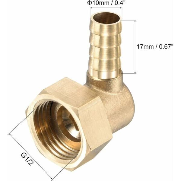 – Bruseforbindelsesalbue – Messing modhagefitting G1/2 hun – Diameter 10mm – 360° drejelig installation – Pakke med 2