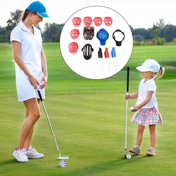 12 kpl golfpallon merkkien kohdistussarja 6 pallolinjan malli 3 pallolinjan 3 pallomerkin kynä (pallo ei sisälly)