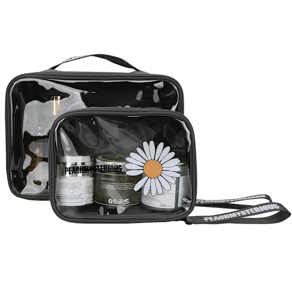 2stk Makeup Opbevaringstaske PVC Transparent Toiletartikler Rejse Kosmetiktaske Bærbar Makeup Taske Sort