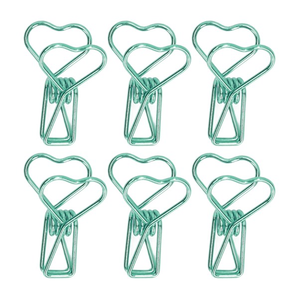 100 kpl Binder Clips Söpö Sarjakuva Sydän Muoto Metalli Ontto Pitkä Häntä Klipsit Paperi Puristimet Toimistotarvikkeet Vihreä