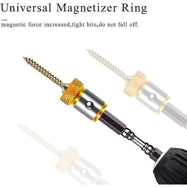 Skrueholderring Magnetiser Universal Avtakbar Magnetisk Sklisikker Legering Skrutrekker Tilbehør for 1/4 Tommers Hex Skaft Dobbel Bit Skrutrekker Bi