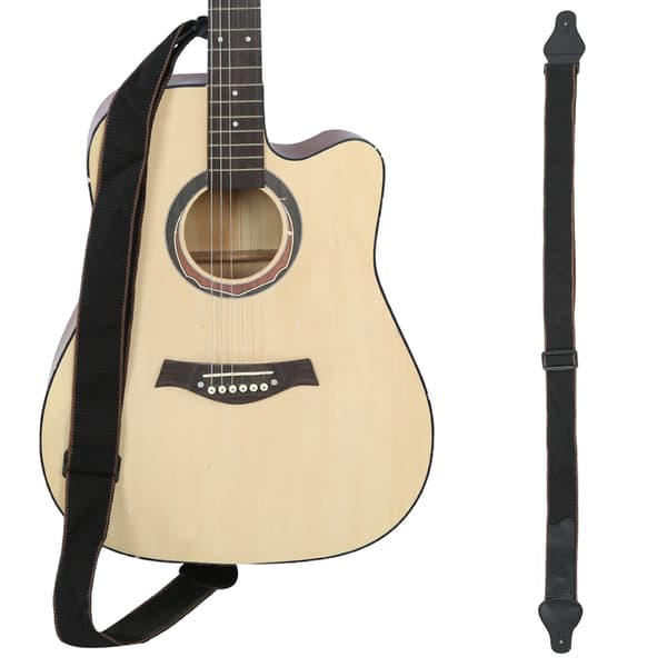 Gitarrrem Akustisk Elektrisk Bas Ukulele Bälte Justerbar Breddad PU-läder 3 Plektrum (Brun)